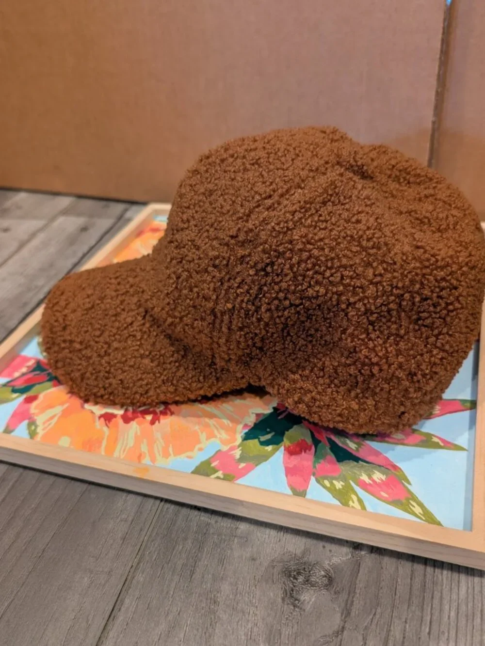 Brown Sherpa Teddy Fleece Baseball Cap Cozy, Unbranded, Like New